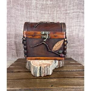 Vintage Hand Made Cherry Jewelry Box with Cherry Branches~Metal Hinge Closure